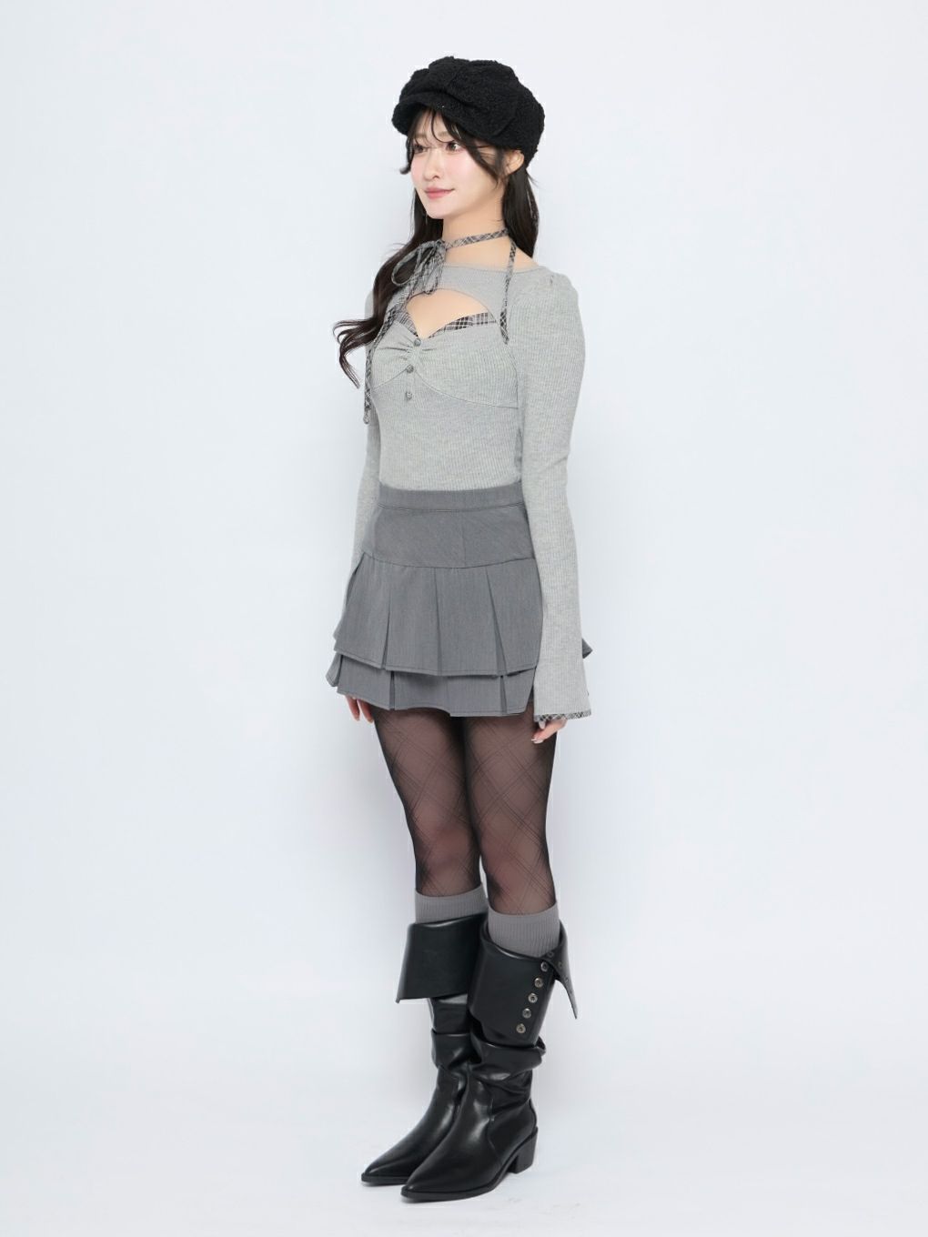 【BUBBLES】ポイントチェックリブトップス