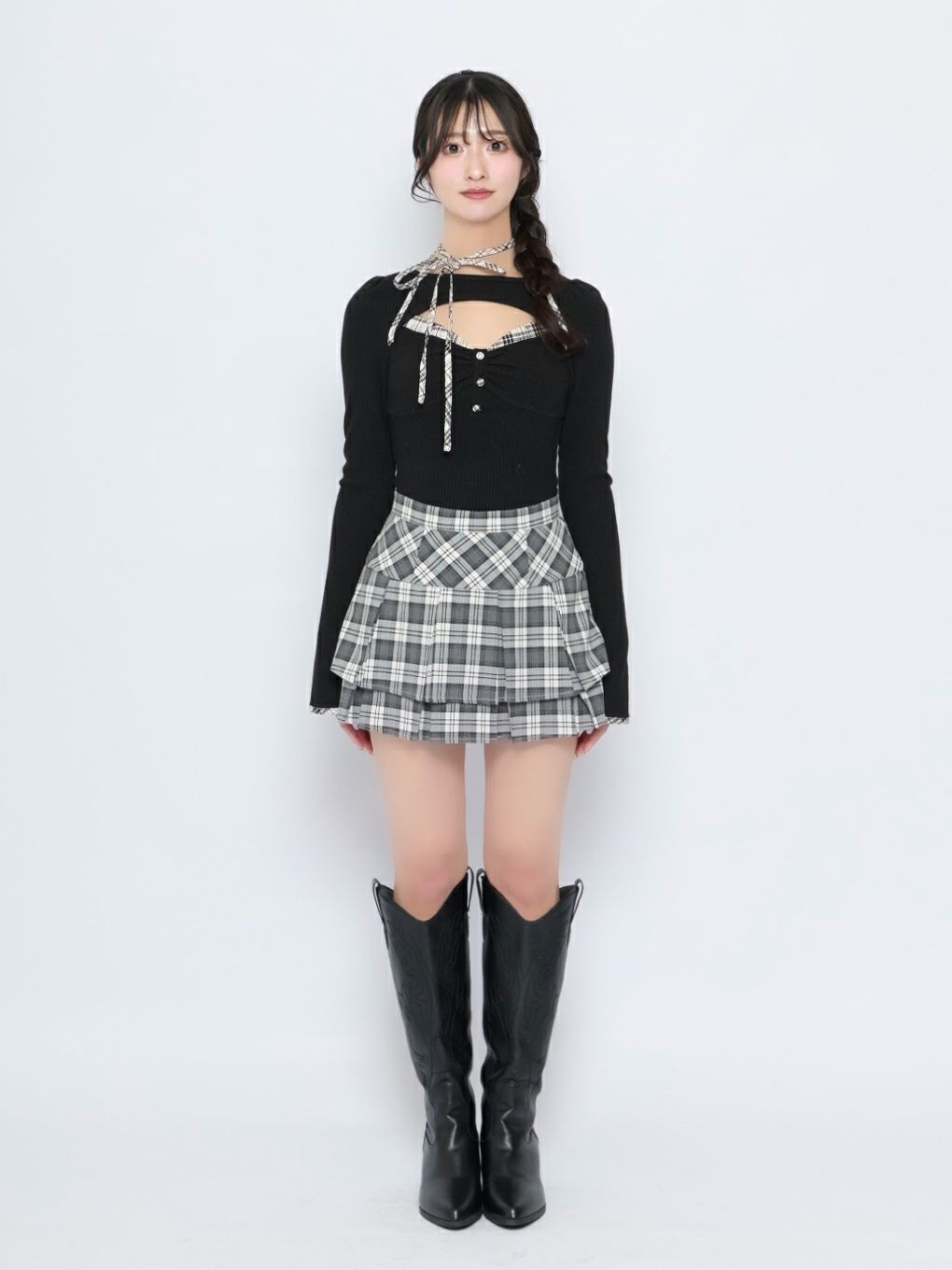 【BUBBLES】ポイントチェックリブトップス