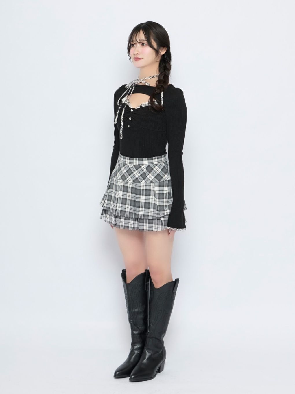 【BUBBLES】ポイントチェックリブトップス