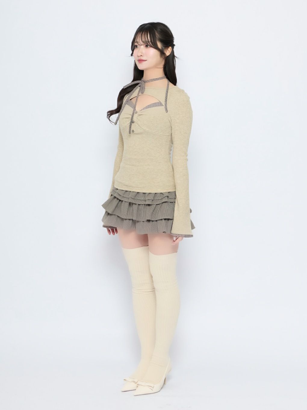 【BUBBLES】ポイントチェックリブトップス