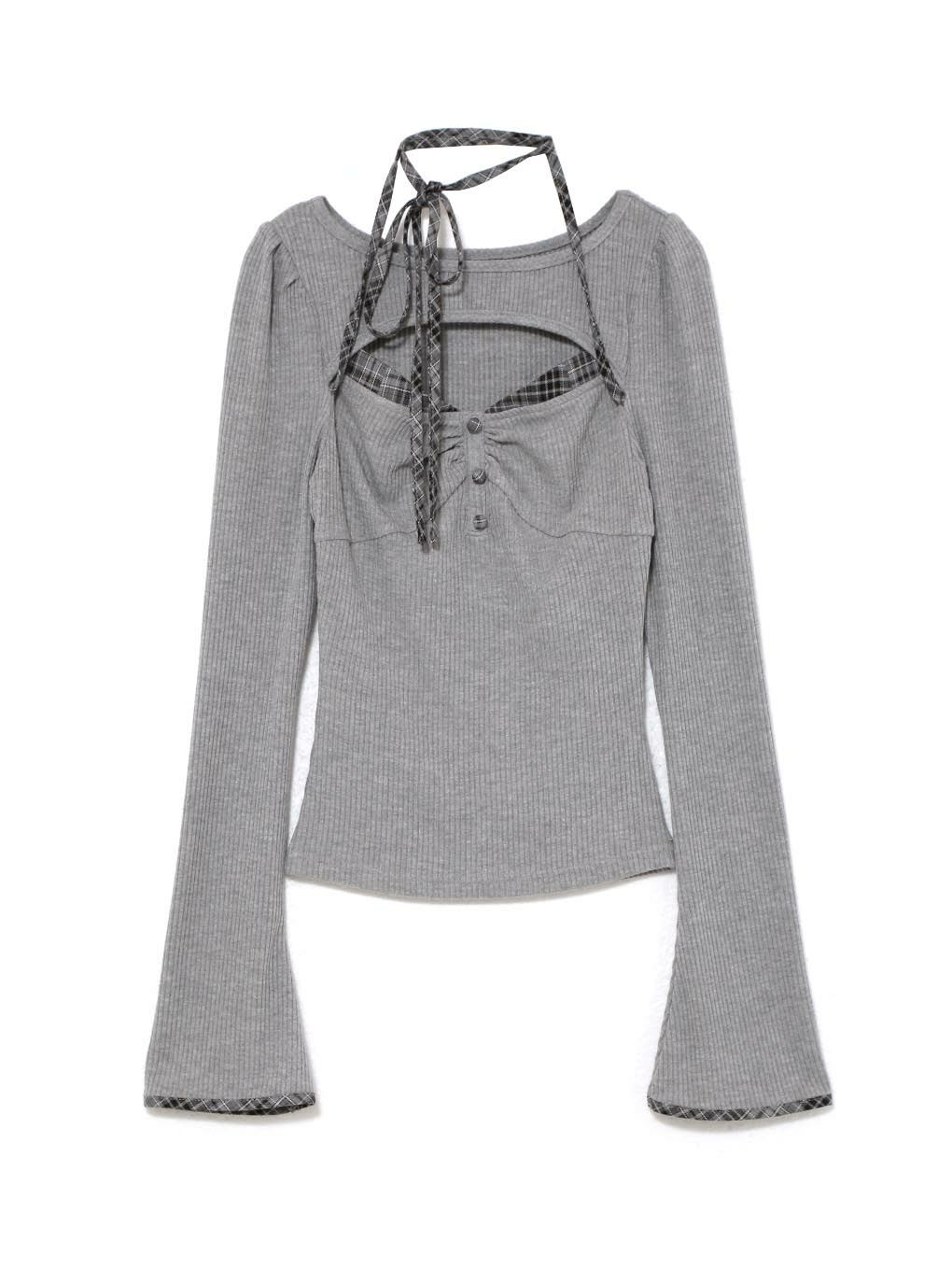 【BUBBLES】ポイントチェックリブトップス