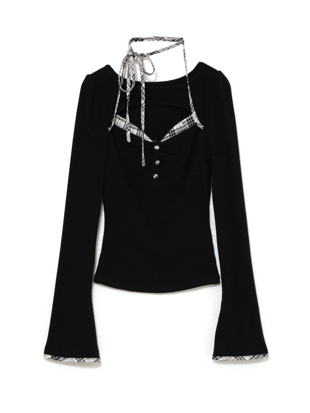 【BUBBLES】ポイントチェックリブトップス