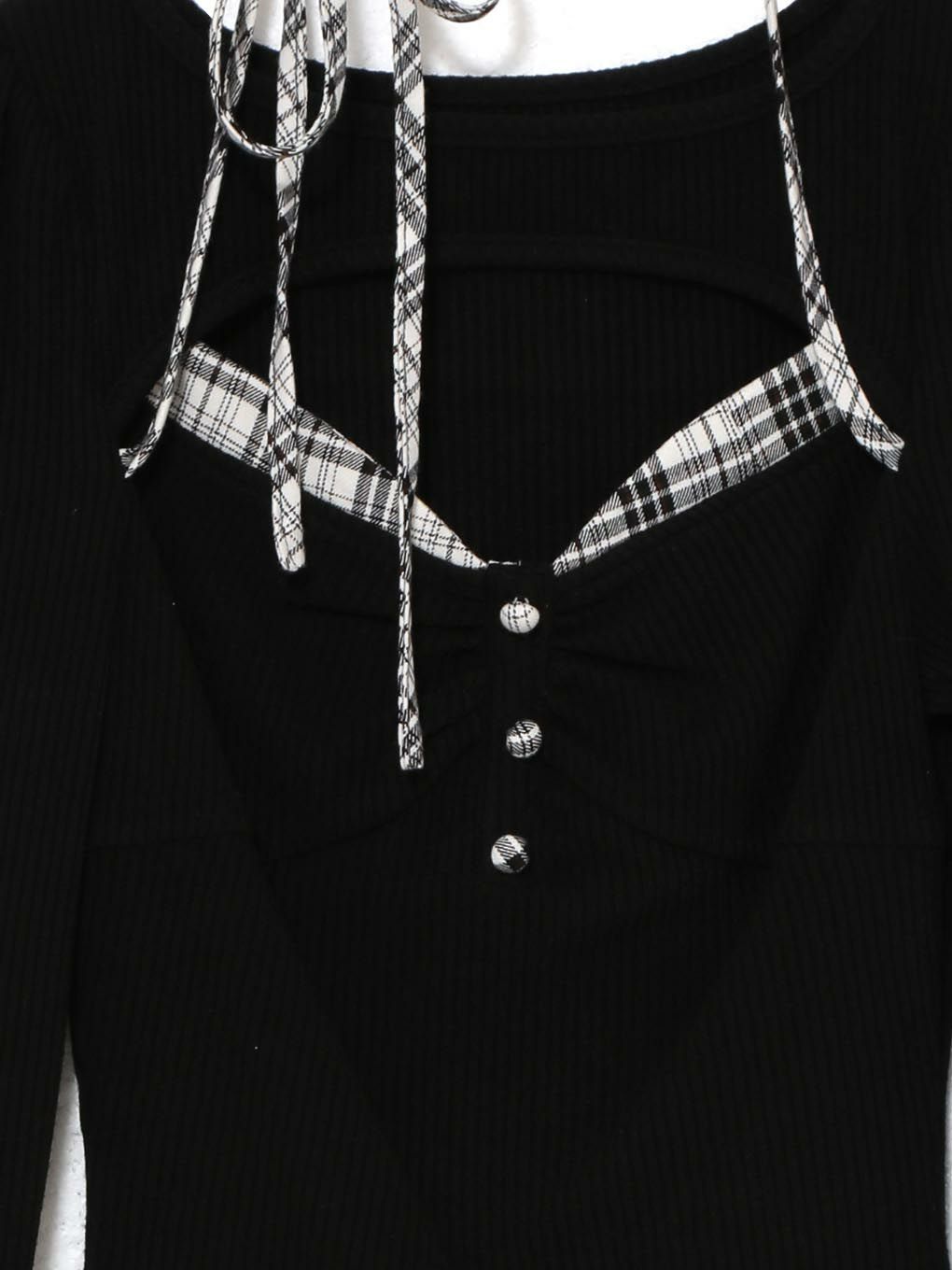 【BUBBLES】ポイントチェックリブトップス