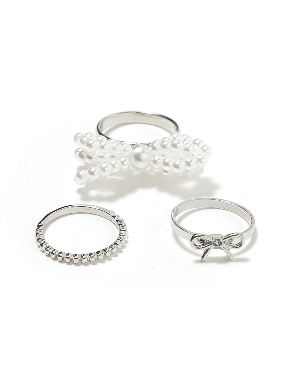 【BUBBLES】リボンパールリングセット