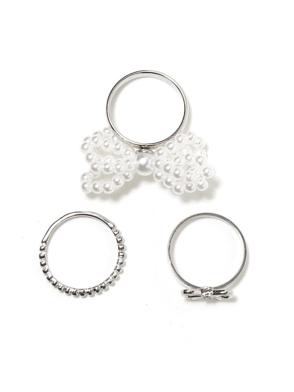 【BUBBLES】リボンパールリングセット