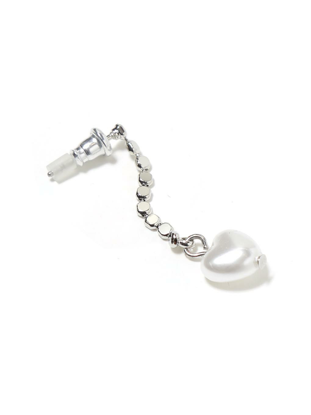 【BUBBLES】パールハートチェーンピアス