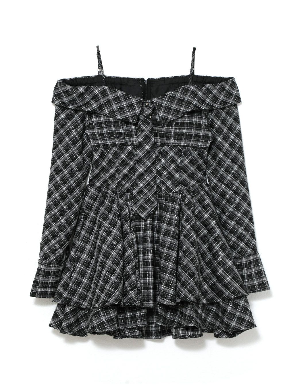 【BUBBLES】オフショルネクタイティアードワンピース