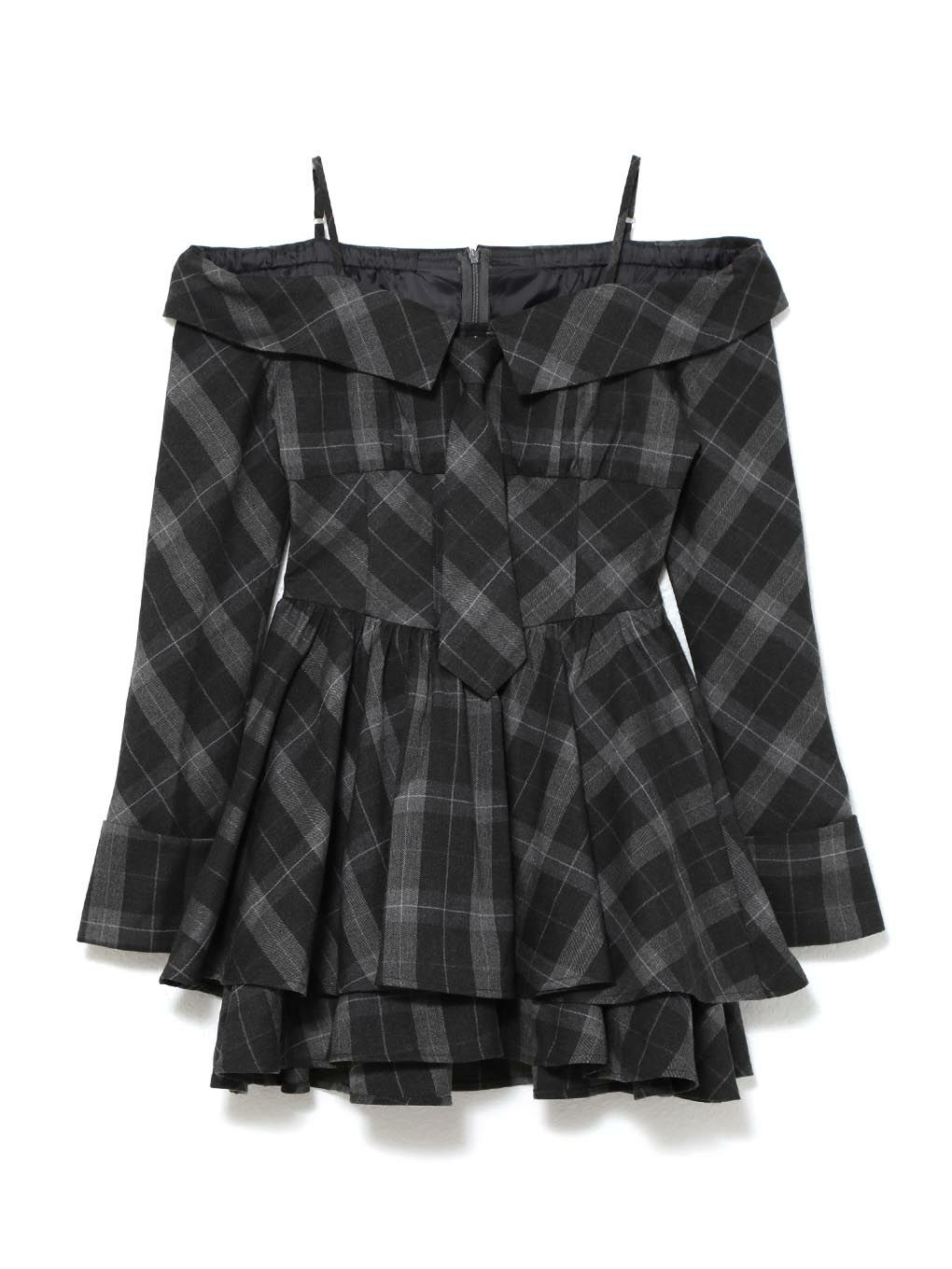 【BUBBLES】オフショルネクタイティアードワンピース