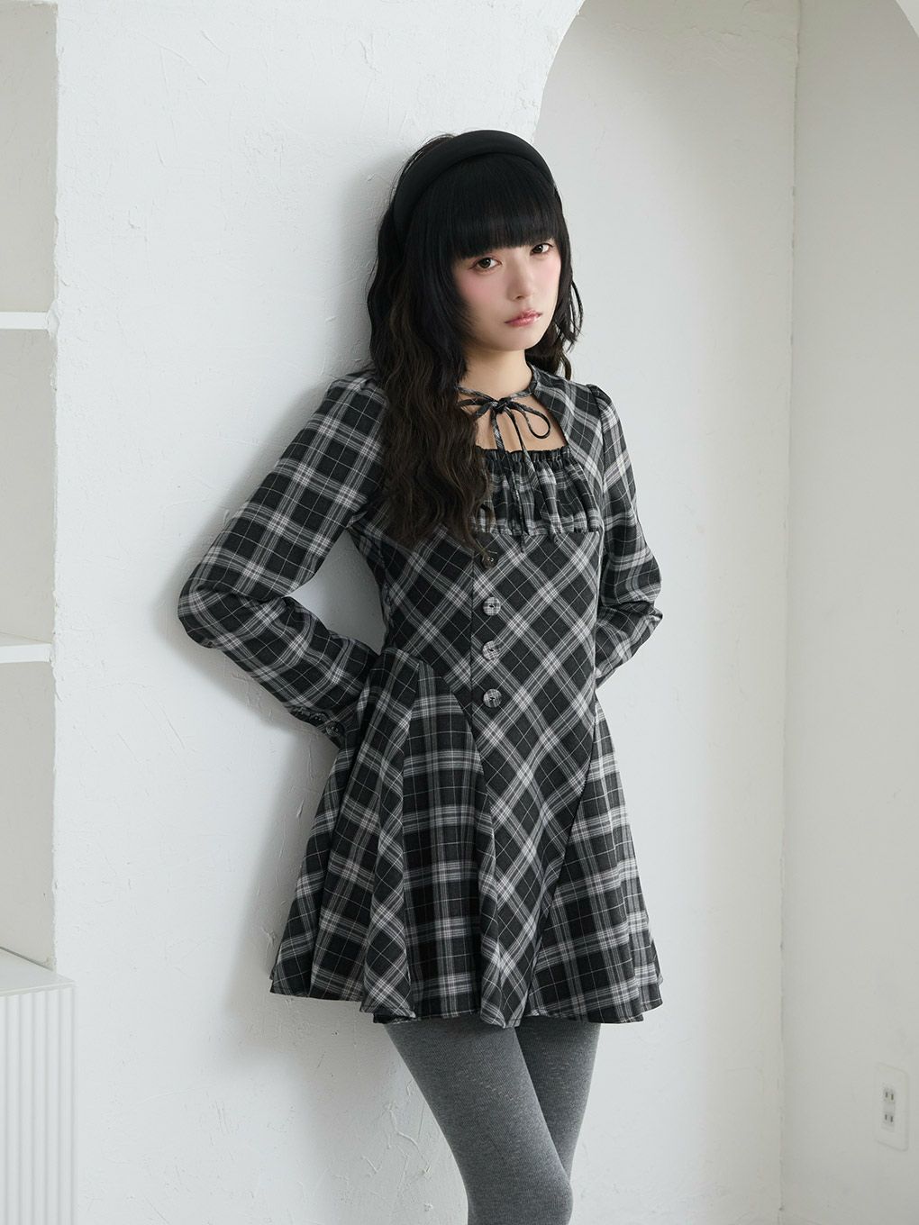 【BUBBLES】オープンネックフレアワンピース