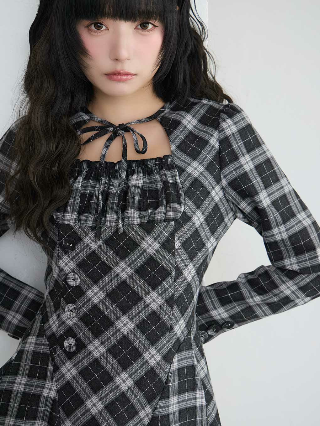 【BUBBLES】オープンネックフレアワンピース