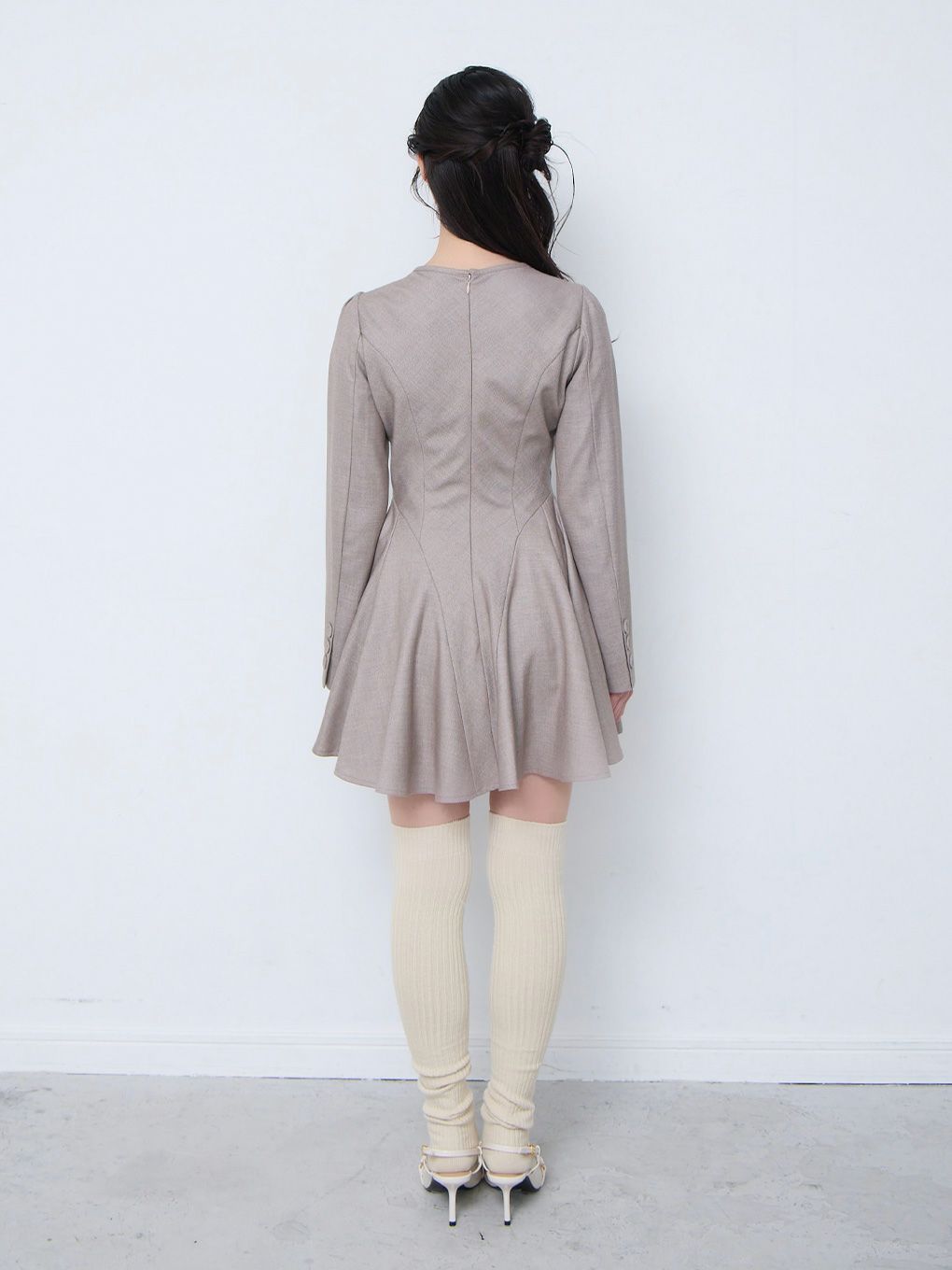 【BUBBLES】オープンネックフレアワンピース