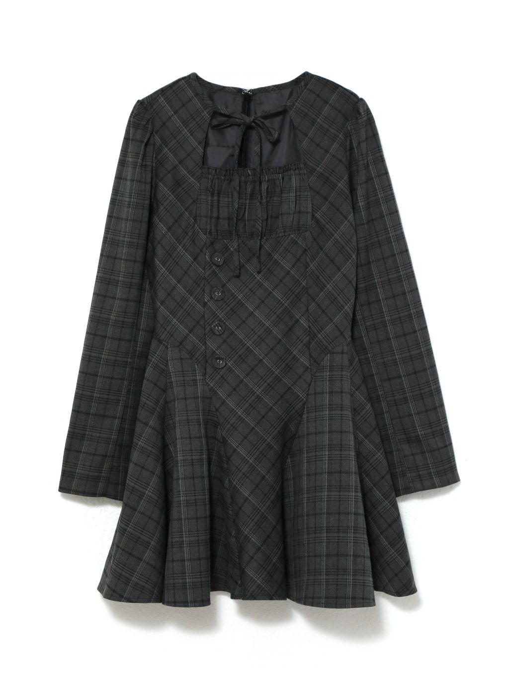  【BUBBLES】オープンネックフレアワンピース