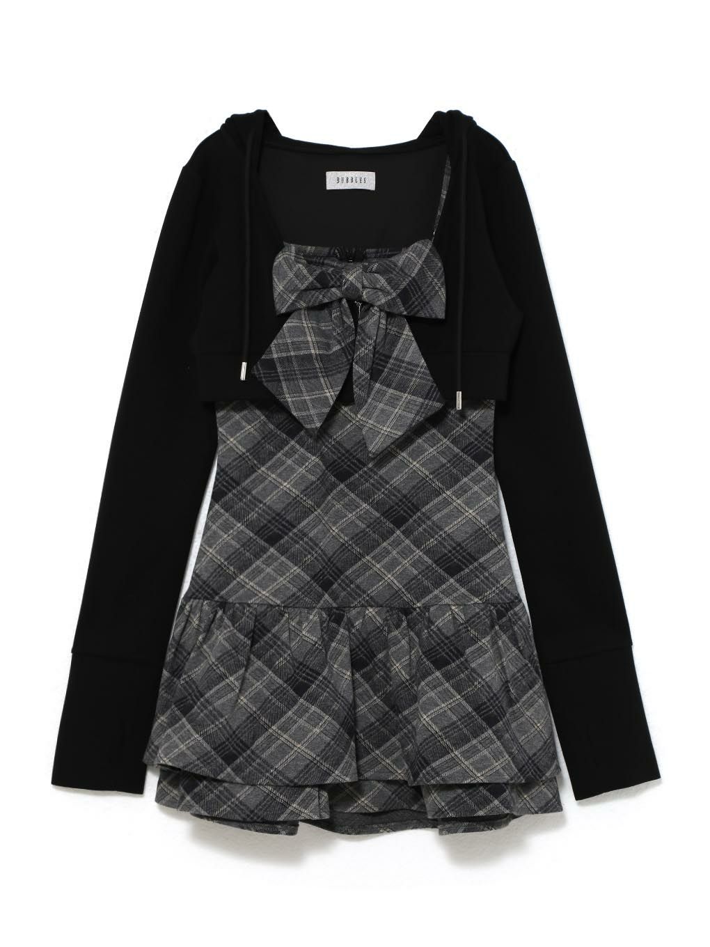【BUBBLES】チェックパーカーワンピース