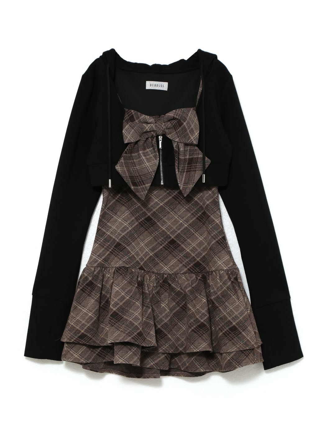 【BUBBLES】チェックパーカーワンピース