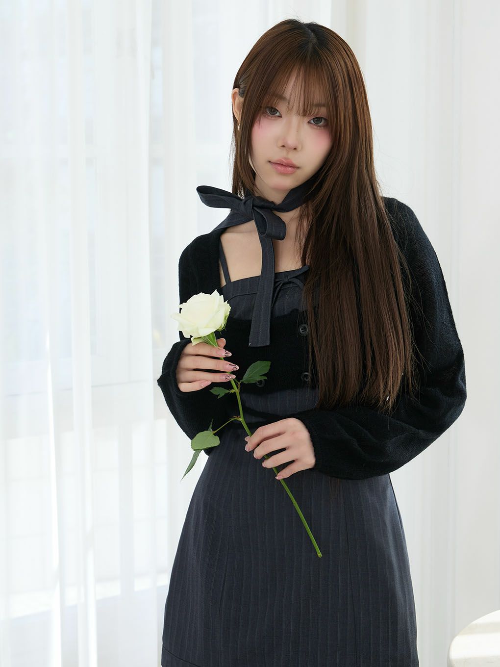 【BUBBLES】リボンタイカーデワンピース