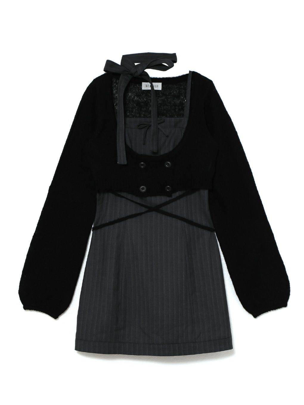 【BUBBLES】リボンタイカーデワンピース