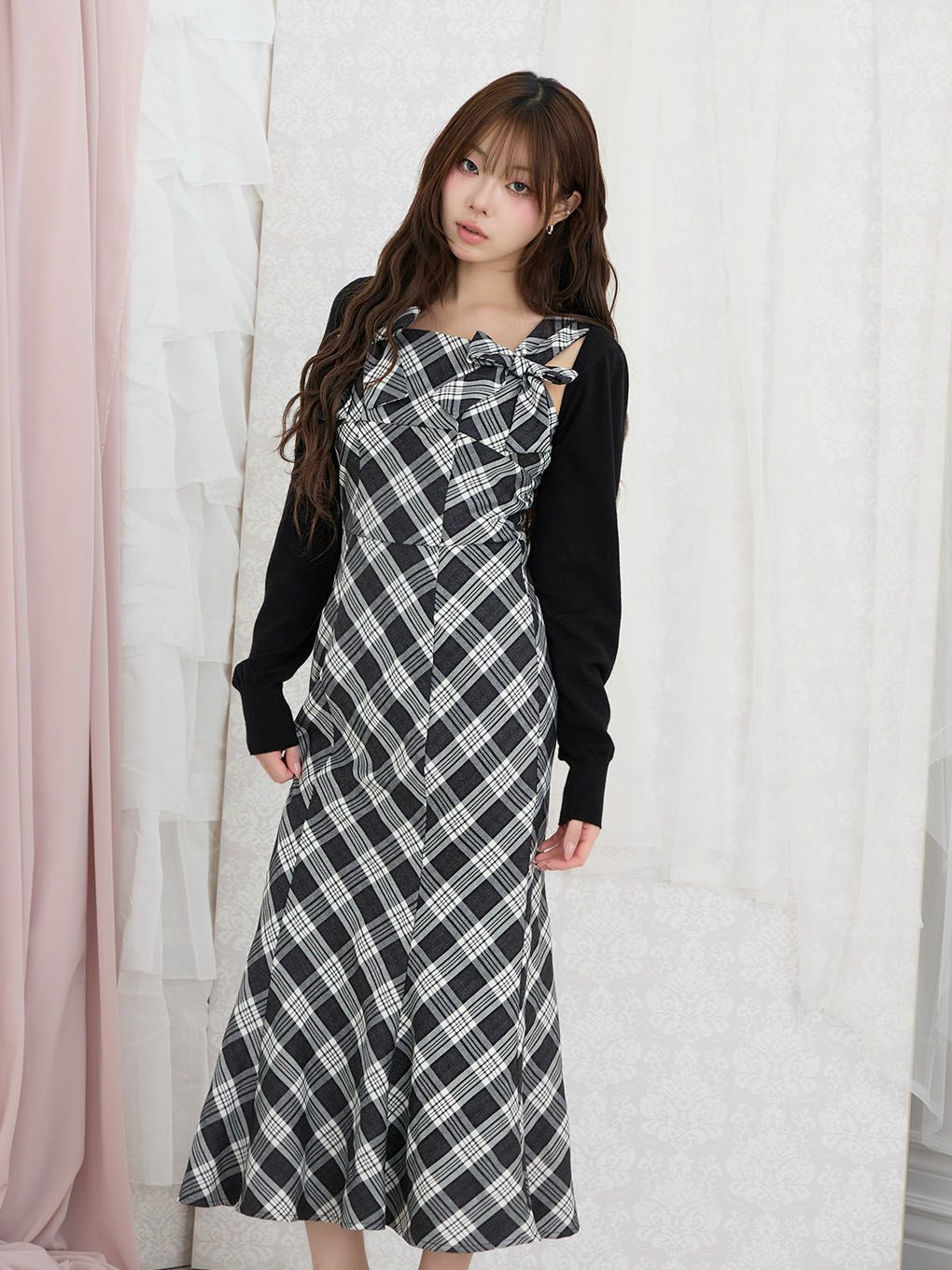 【BUBBLES】ダブルリボンロングワンピース