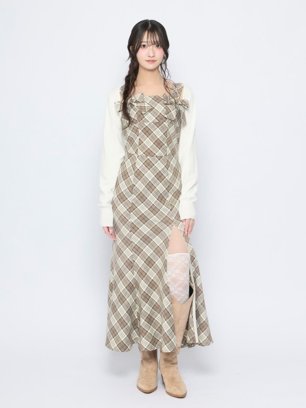 【BUBBLES】ダブルリボンロングワンピース