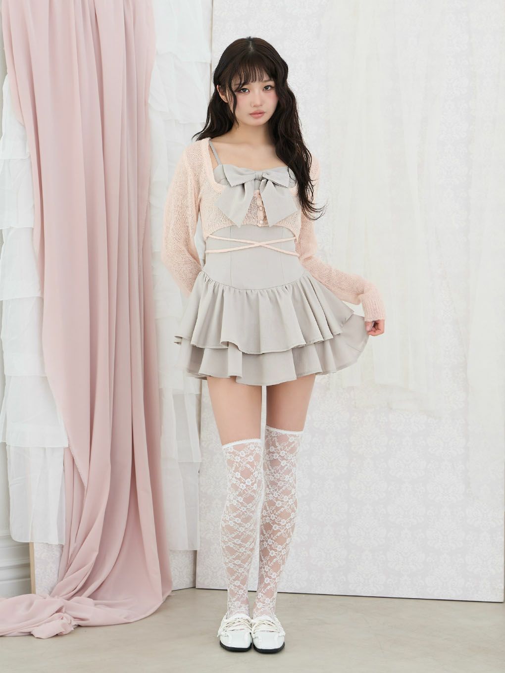 【BUBBLES】リボンキャミアンサンブルワンピース