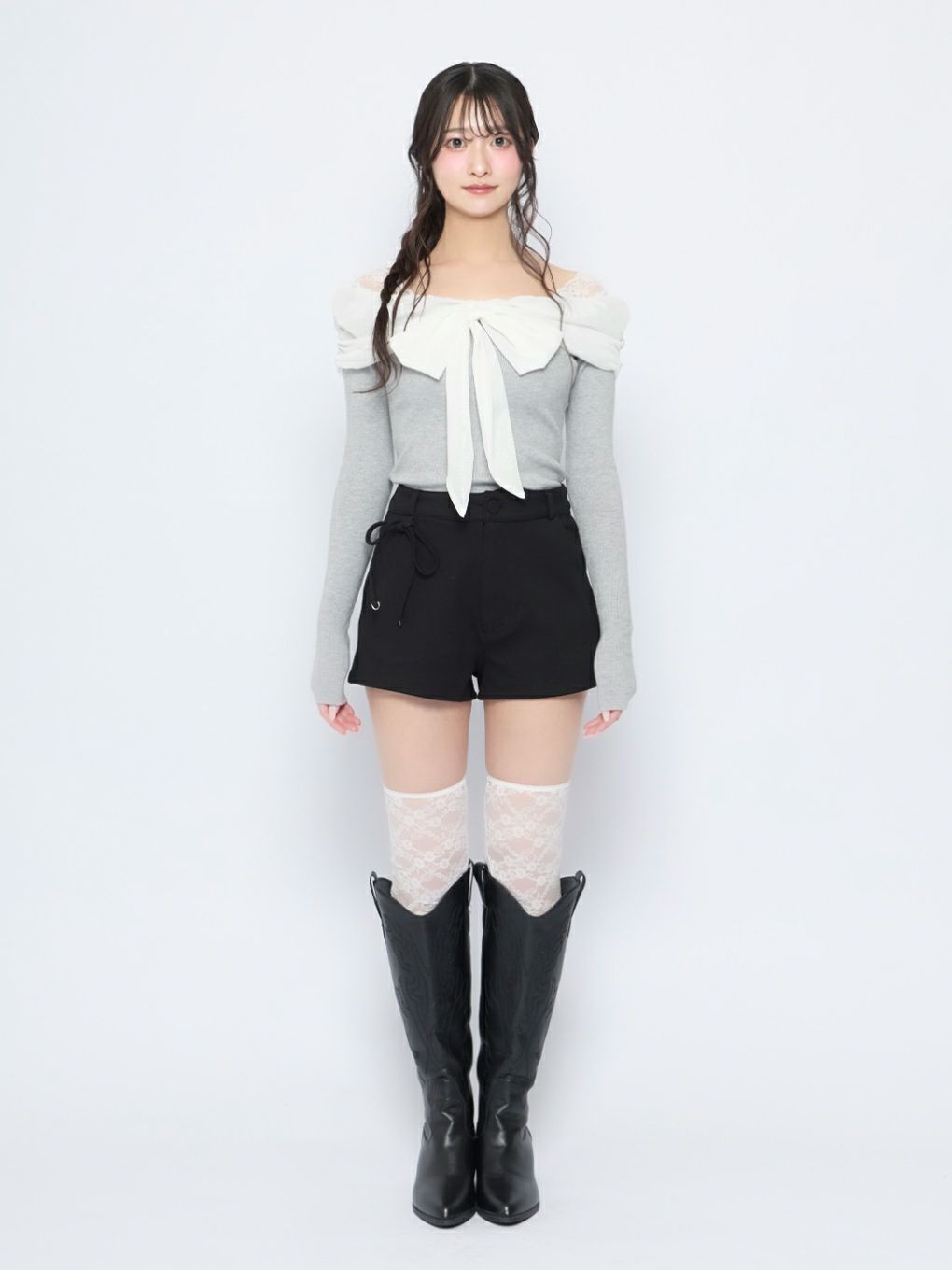 【BUBBLES】リボンギャザーニット